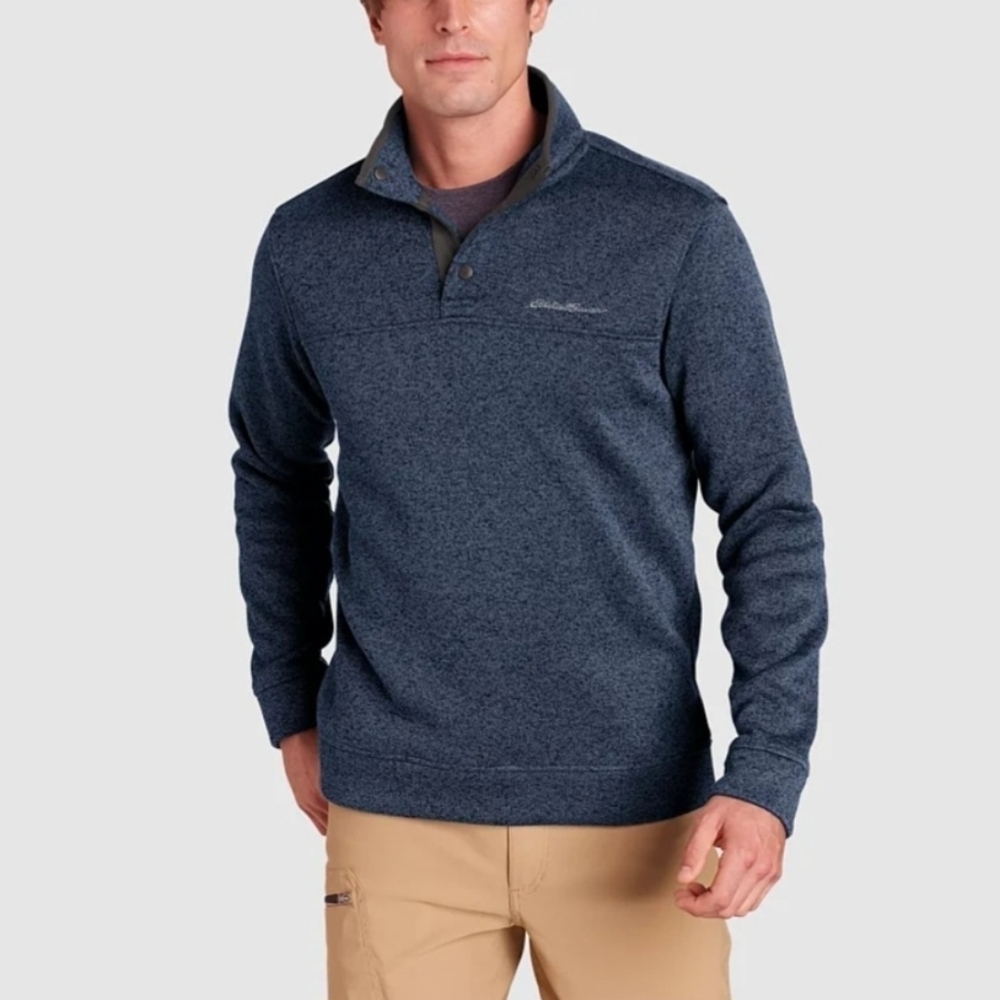 Eddie Bauer Radiator Fleece Snap-front Pullover Navy Heather 1326578 size XL